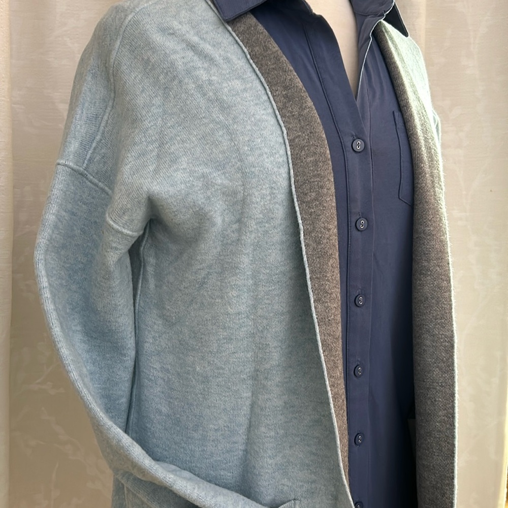 NWT J Jill reversible sweater in soft blue/gray, S